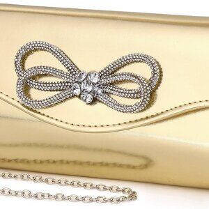 Women Evening Handbag Shiny Crystal Bow Flap Clutch Purse for Women Wedding Part